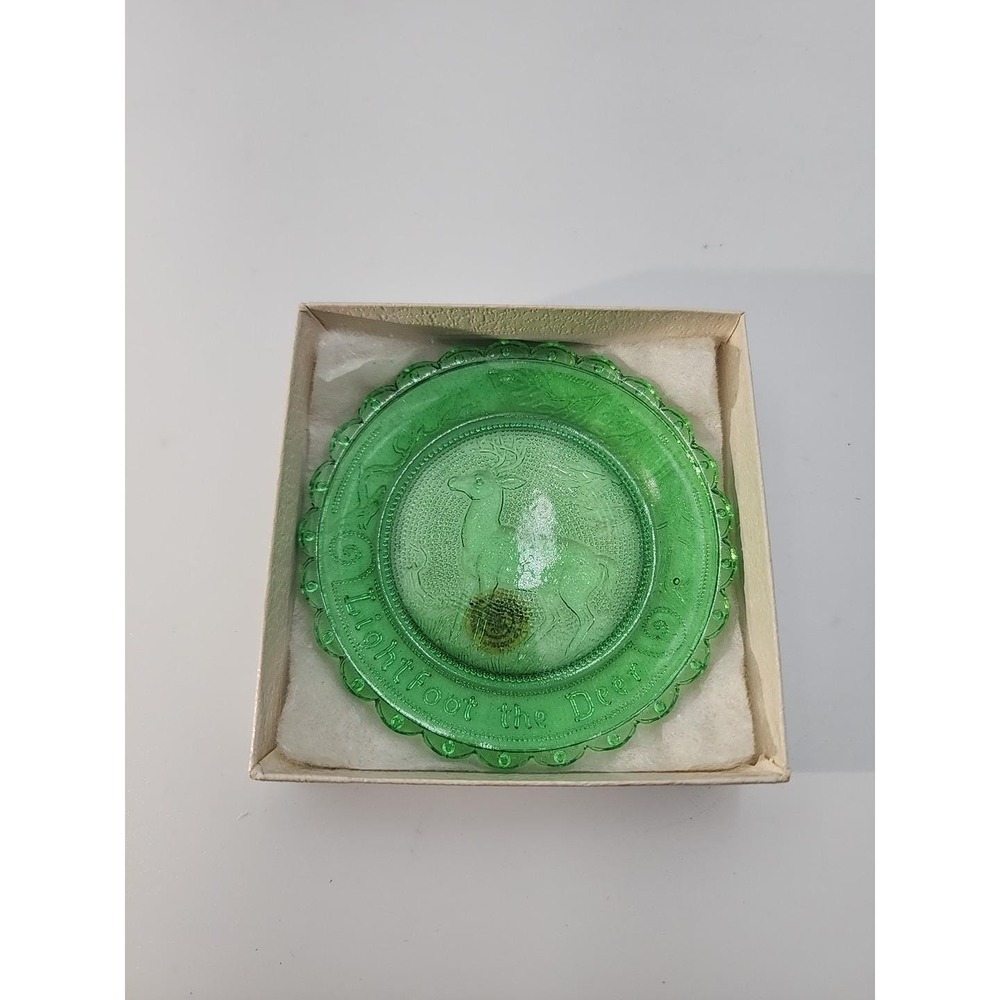 Lightfoot the Deer Whitetail Buck Art Glass Thornton Burgess Pairpoint Cup Plate - Picture 5 of 6